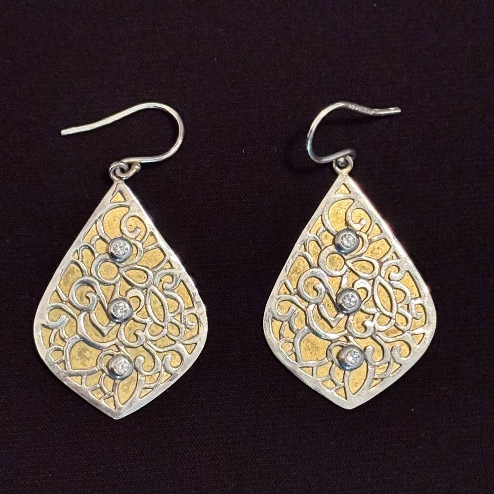 Sterling Silver Brass 'Resplendent' Cubic Zirconia Earring